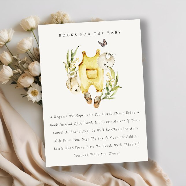 Leafy Foliage Yellow Clothes Books For Baby Shower Enclosure Card (Creator Uploaded)