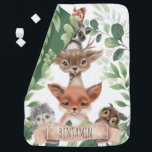 Leafy Forest Woodland Animals Boy Nursery Monogram Baby Blanket<br><div class="desc">This design features elegant  botanical greenery and adorable woodland animals</div>