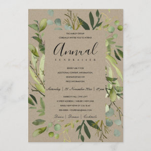LEAFY FRAME GREEN KRAFT CORPORATE PARTY EVENT INVITATION
