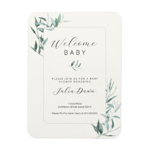 Leafy Gender Neutral Baby Shower Invitation Magnet