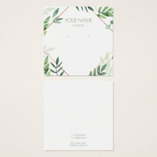 Leafy green and gold border earring display card