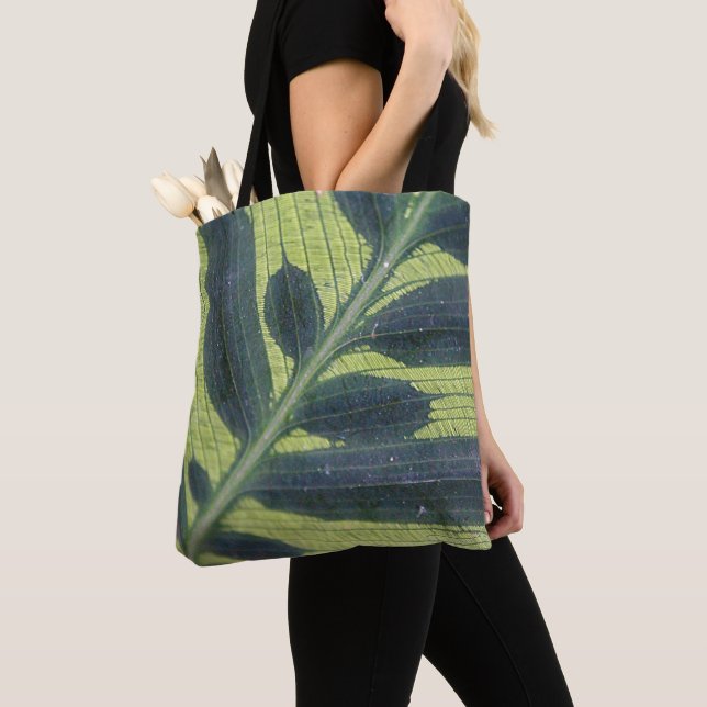 Leafy Green Bag with Flower on Reverse (Close Up)