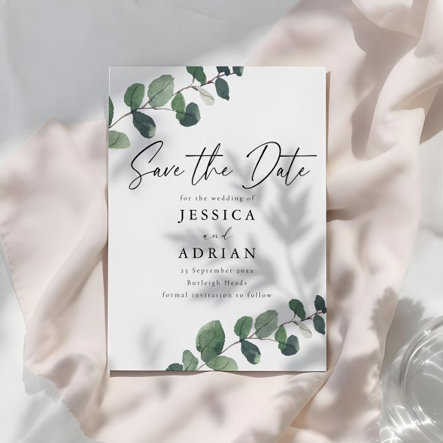 Leafy Green Elegance Wedding Save The Date (Creator Uploaded)