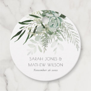 Leafy Green Fern Succulent Frame Foliage Wedding Favour Tags