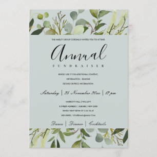 LEAFY GREEN GREY FOLIAGE CORPORATE PARTY EVENT INVITATION