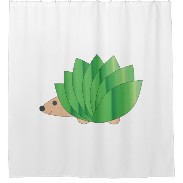 Leafy Green Hedgehog Shower Curtain (Front)