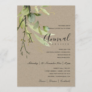 LEAFY GREEN KRAFT FOLIAGE CORPORATE PARTY EVENT INVITATION