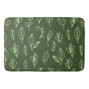 Leafy Green on Dark Green Background Bath Mat