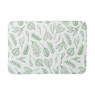 Leafy Green on White Background Bath Mat