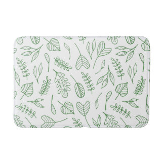 Leafy Green on White Background Bath Mat