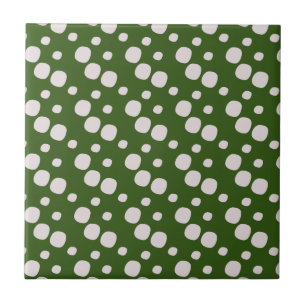 Leafy Green Pink Dots    Ceramic Tile