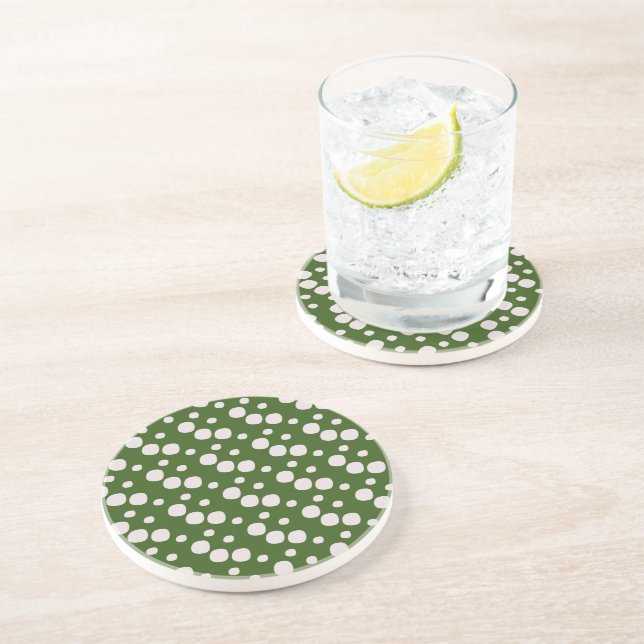 Leafy Green Pink Dots    Coaster (Side)