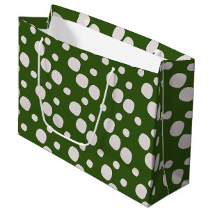 Leafy Green Pink Dots Large Gift Bag