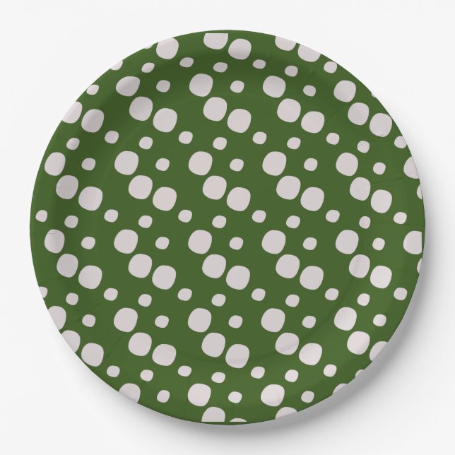 Leafy Green Pink Dots  Paper Plate (Front)