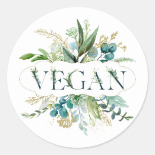 Leafy Green Vegan Design Classic Round Sticker