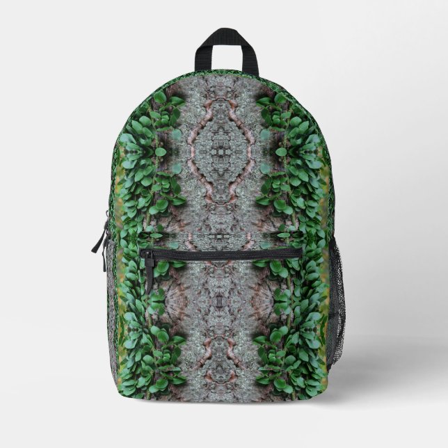 Leafy Green Vine On Tree Mirror Abstract  Printed Backpack (Front)