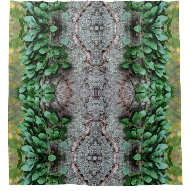 Leafy Green Vine On Tree Mirror Abstract  Shower Curtain (Front)