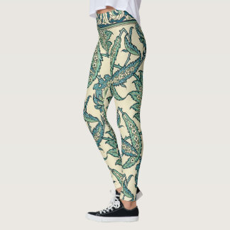 Leafy Green Vintage Arabic Botanical Pattern Leggings