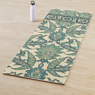 Leafy Green Vintage Arabic Botanical Pattern Yoga Mat