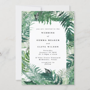 Leafy Greenery Watercolor Wedding Invitation