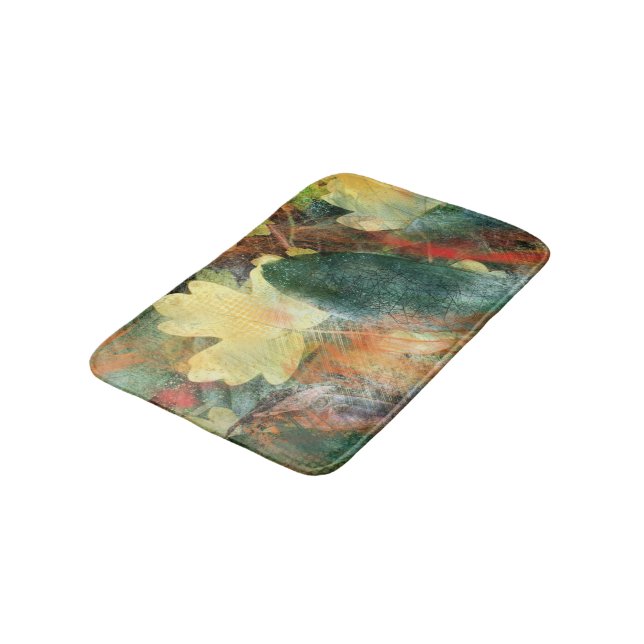 Leafy Grunge Autumn Colours and Textures Bath Mat (Angled)