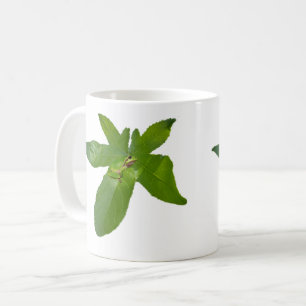 "Leafy Haven: A Small Green Frog on a Grape Leaf" Coffee Mug