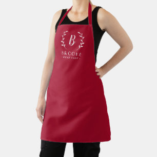 Leafy Initial Editable Colour Personalised Apron