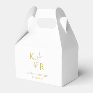 Leafy Initials Wedding Engagement Rehearsal Dinner Favour Box