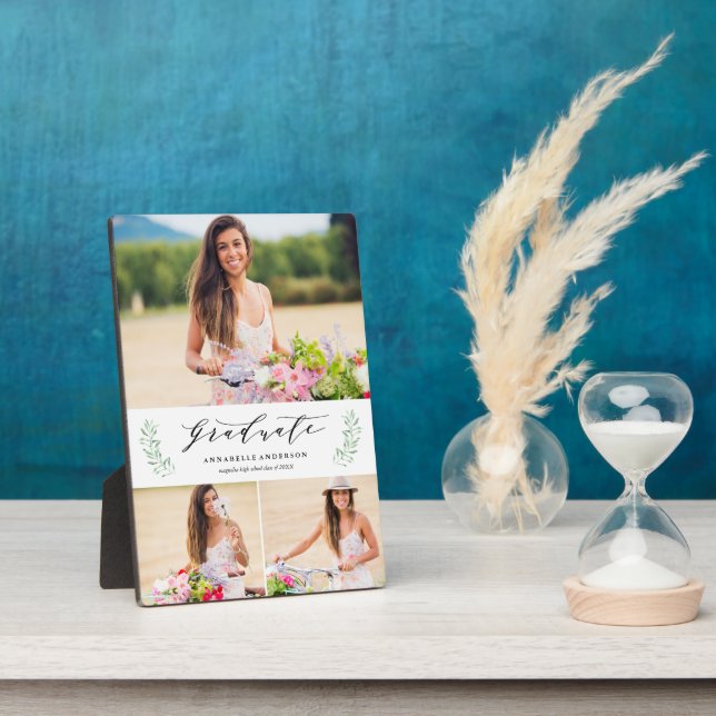 Leafy Laurels Graduation Photo Plaque (Side)