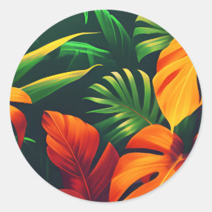 LEAFY LEAVES NATURE GARDEN CLASSIC ROUND STICKER