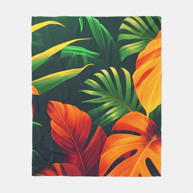 LEAFY LEAVES NATURE GARDEN FLEECE BLANKET (Front)