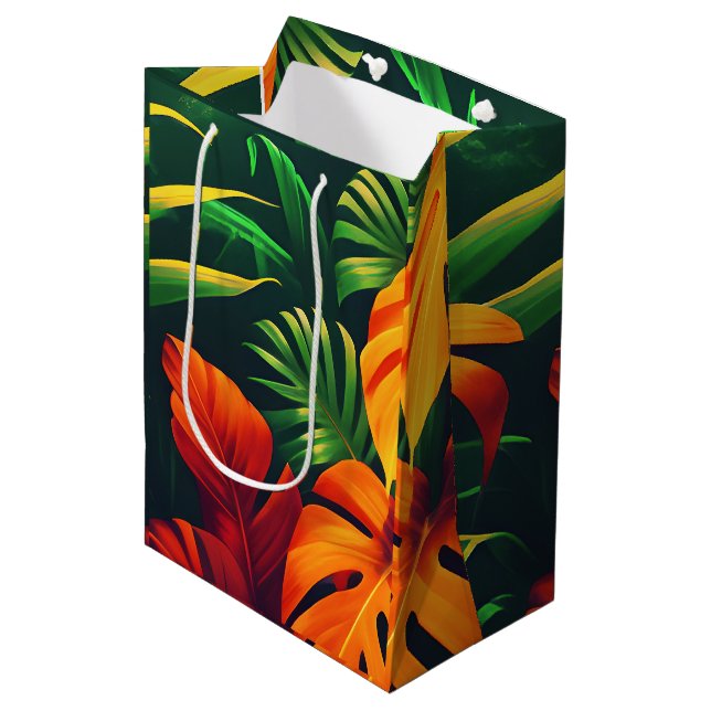 LEAFY LEAVES NATURE GARDEN MEDIUM GIFT BAG (Front Angled)