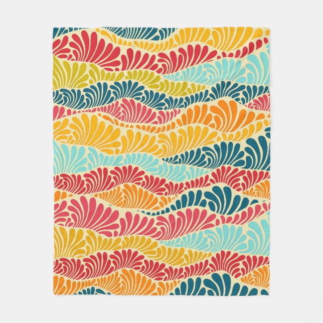 Leafy Mosaic Fleece Blanket (Front)