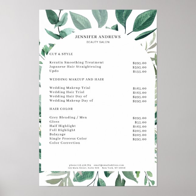 Leafy Price List Poster (Front)