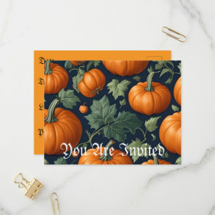 Leafy Pumpkin Patch Invitation Postcard