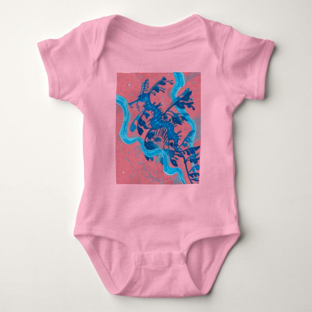 Leafy Sea Dragon Seahorse Fish Underwater Painting Baby Bodysuit (Front)