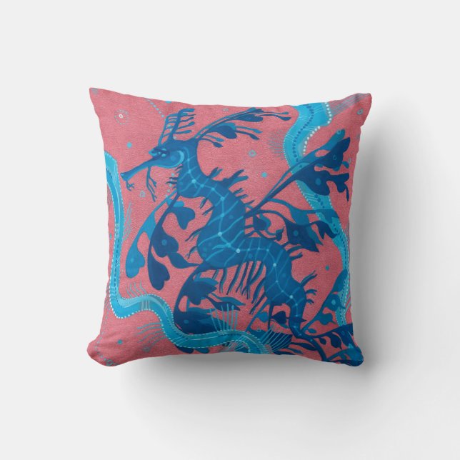 Leafy Sea Dragon Seahorse Fish Underwater Painting Cushion (Front)