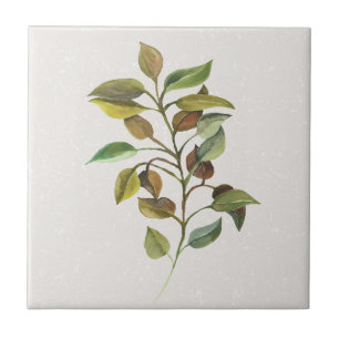 Leafy Spray Cream Accent Ceramic Tile