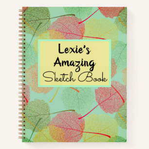 Leafy Stylish Sketch Personalised Spiral Notebook