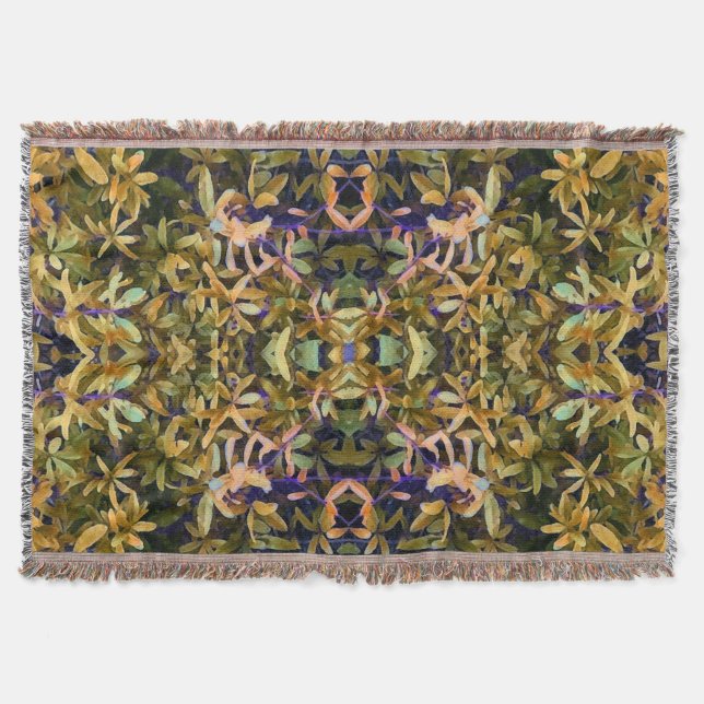 Leafy Tapestry Throw Blanket (Front)
