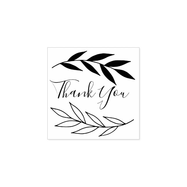 Leafy Thank You Rubber Stamp (Imprint)