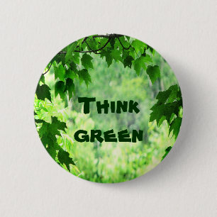 Leafy Think Green 6 Cm Round Badge