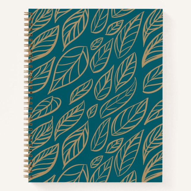 Leafy Thoughts – Golden Botanical Spiral  Notebook (Front)