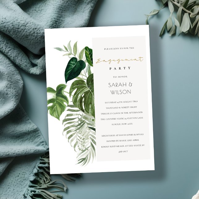 Leafy Tropical Palm Foliage Engagement Invite (Creator Uploaded)