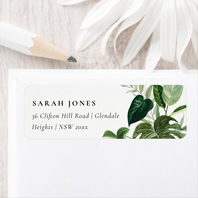 Leafy Tropical Palm Foliage Leafy Address Return Address Label (Insitu)