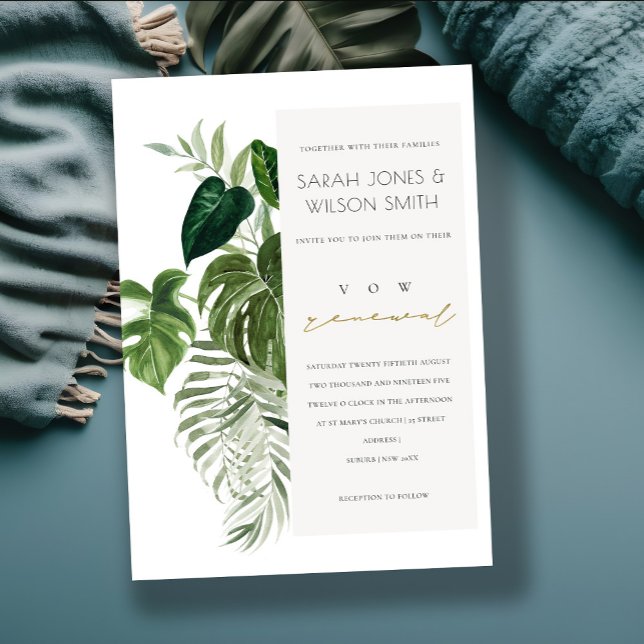 Leafy Tropical Palm Foliage Vow Renewal Invite (Creator Uploaded)