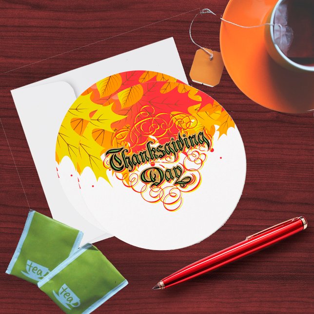 Leafy Typographic Thanksgiving Day Words  Holiday Card (Creator Uploaded)