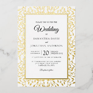 Leafy Vine Gold Foil Border Wedding