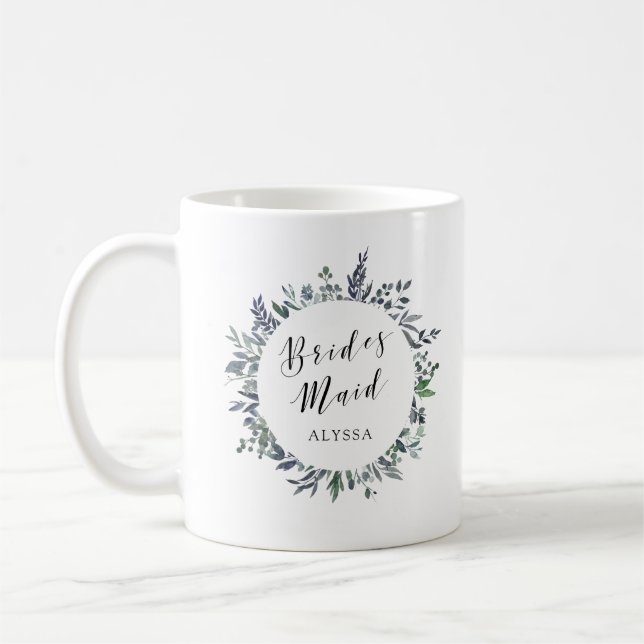 Leafy Watercolor | Bridesmaid Coffee Mug (Left)