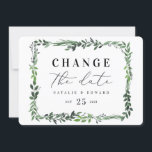leafy watercolor floral change the date save the date<br><div class="desc">leafy watercolor floral change the date card. With beautiful watercolor leaves and modern bold type this change the date invitation is right on trend and perfect for any season. Part of a wedding suite</div>